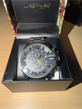 Ed Hardy Black and Gold Men's Chronograph Watch